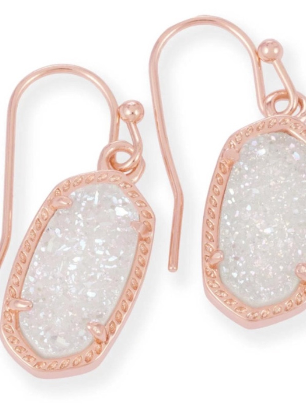 Kendra Scott Rose Gold White Drusy Dangle Earrings